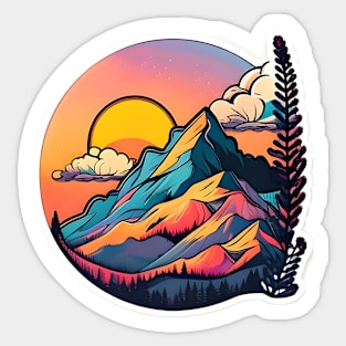 Sunset Mountain Sticker #6 Sticker